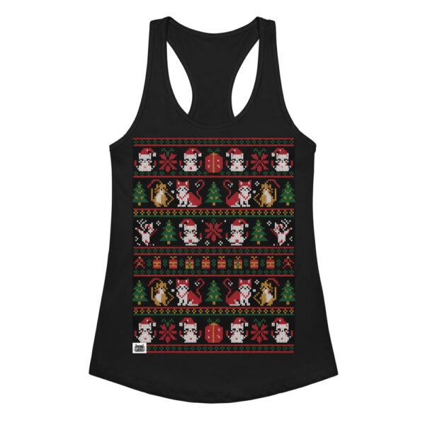 Camiseta de gatos para mujer NAVIDAD HORTERA Nº 2 en color negro, vista plana