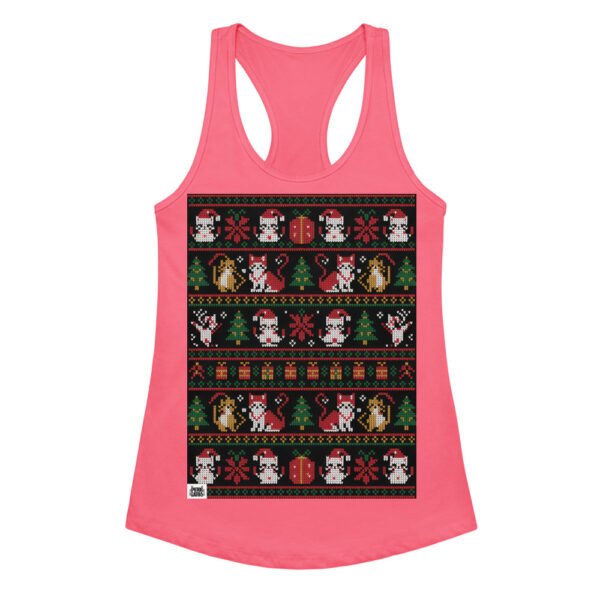 Camiseta de gatos para mujer NAVIDAD HORTERA Nº 2 en color rosa eléctrico, vista plana