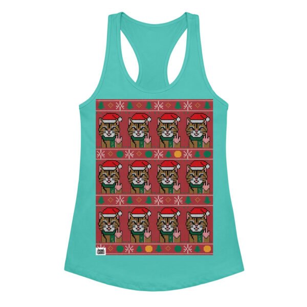 Camiseta de gatos para mujer NAVIDAD HORTERA Nº 3 en color azul tahití, vista plana
