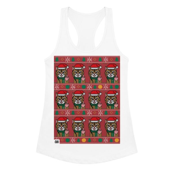 Camiseta de gatos para mujer NAVIDAD HORTERA Nº 3 en color blanco, vista plana