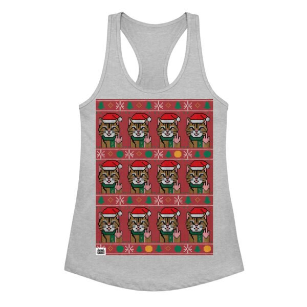 Camiseta de gatos para mujer NAVIDAD HORTERA Nº 3 en color gris jaspeado, vista plana