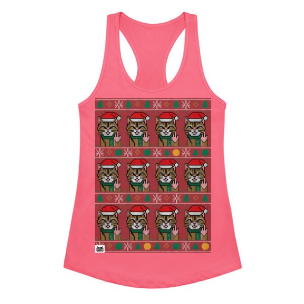 Camiseta de gatos para mujer NAVIDAD HORTERA Nº 3 en color rosa eléctrico, vista plana