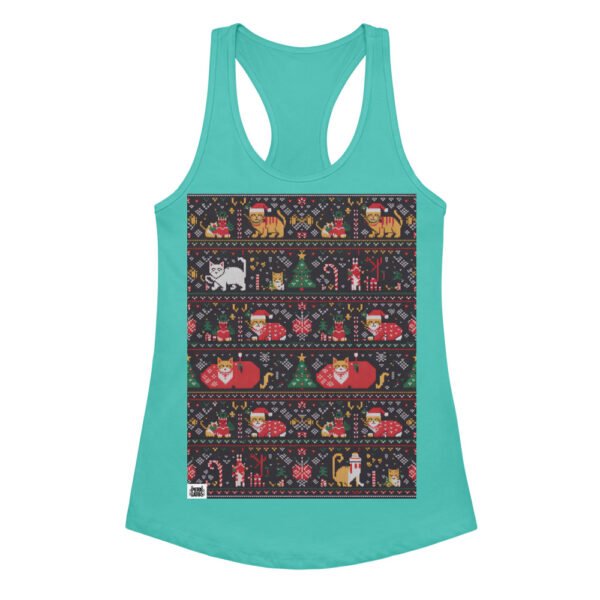 Camiseta de gatos para mujer NAVIDAD HORTERA Nº 4 en color azul tahití, vista plana