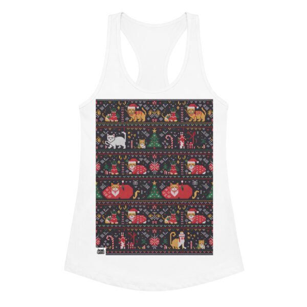 Camiseta de gatos para mujer NAVIDAD HORTERA Nº 4 en color blanco, vista plana