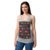 Camiseta de gatos para mujer NAVIDAD HORTERA Nº 4 en color gris jaspeado, sobre modelo