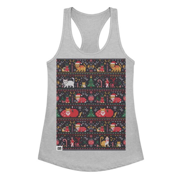 Camiseta de gatos para mujer NAVIDAD HORTERA Nº 4 en color gris jaspeado, vista plana