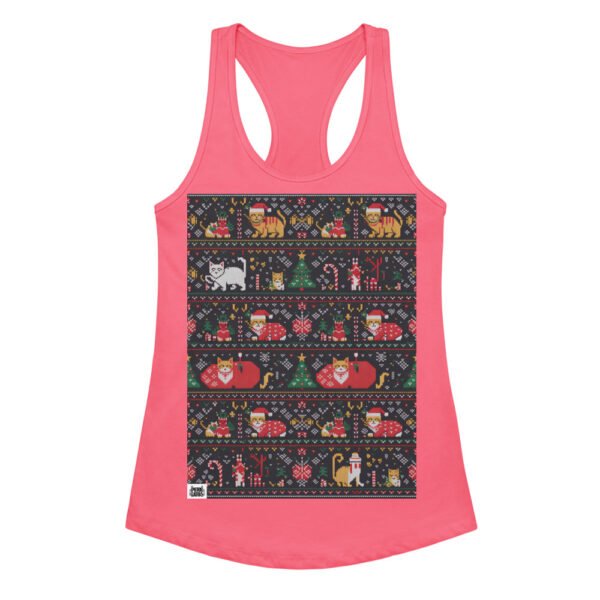 Camiseta de gatos para mujer NAVIDAD HORTERA Nº 4 en color rosa eléctrico, vista plana