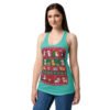 Camiseta de gatos para mujer NAVIDAD HORTERA Nº 5 en color azul tahití, sobre modelo