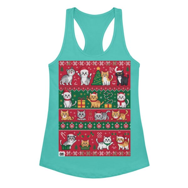 Camiseta de gatos para mujer NAVIDAD HORTERA Nº 5 en color azul tahití, vista plana