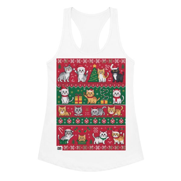 Camiseta de gatos para mujer NAVIDAD HORTERA Nº 5 en color blanco, vista plana