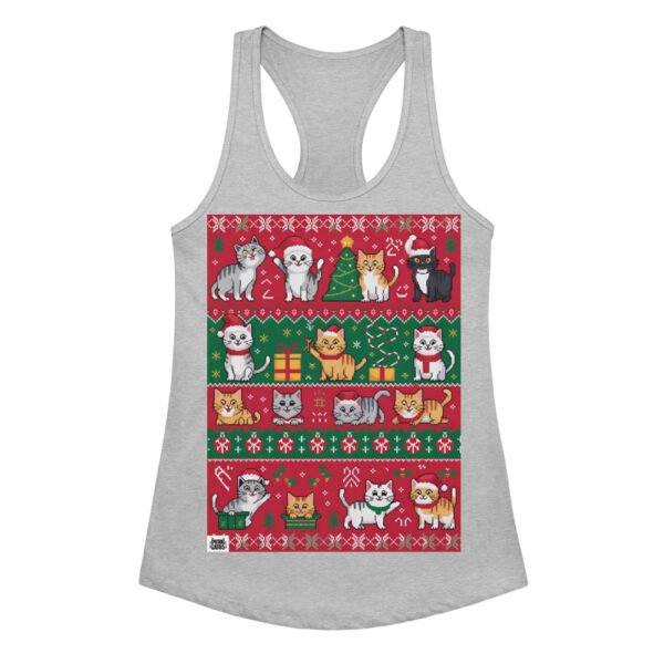 Camiseta de gatos para mujer NAVIDAD HORTERA Nº 5 en color gris jaspeado, vista plana
