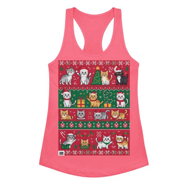 Camiseta de gatos para mujer NAVIDAD HORTERA Nº 5 en color rosa eléctrico, vista plana