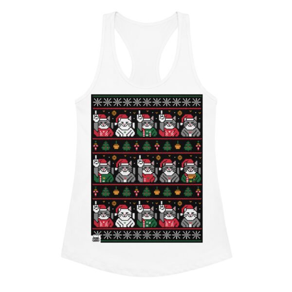Camiseta de gatos para mujer NAVIDAD HORTERA Nº 6 en color blanco, vista plana