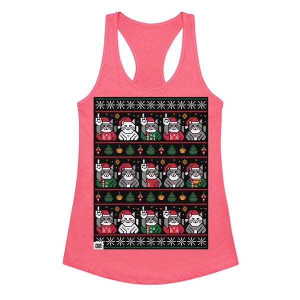 Camiseta de gatos para mujer NAVIDAD HORTERA Nº 6 en color rosa eléctrico, vista plana