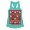 Camiseta de gatos para mujer NAVIDAD HORTERA Nº 7 en color azul tahití, vista plana