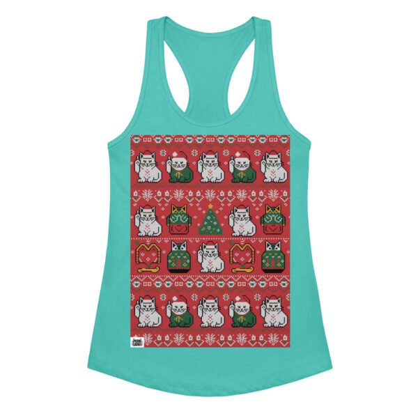 Camiseta de gatos para mujer NAVIDAD HORTERA Nº 7 en color azul tahití, vista plana