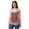 Camiseta de gatos para mujer NAVIDAD HORTERA Nº 7 en color gris jaspeado, sobre modelo