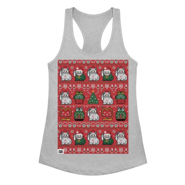 Camiseta de gatos para mujer NAVIDAD HORTERA Nº 7 en color gris jaspeado, vista plana