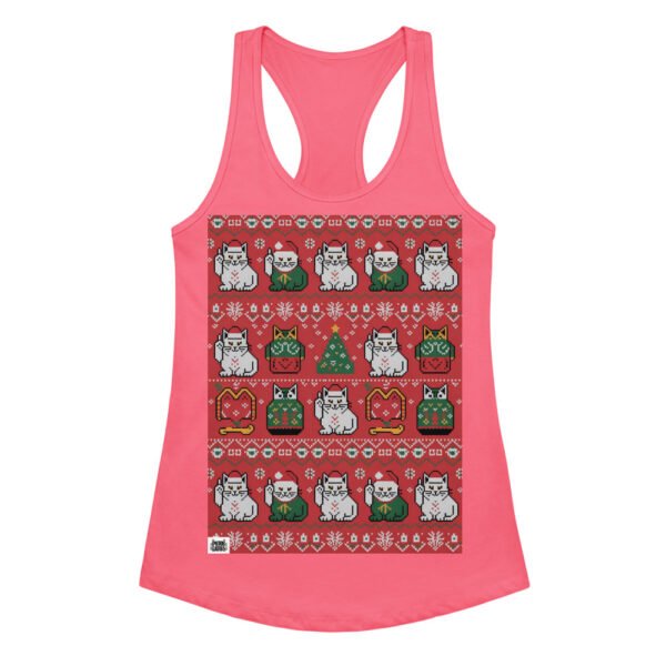 Camiseta de gatos para mujer NAVIDAD HORTERA Nº 7 en color rosa eléctrico, vista plana