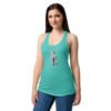 Camiseta de gatos para mujer NO en color azul tahití, sobre modelo