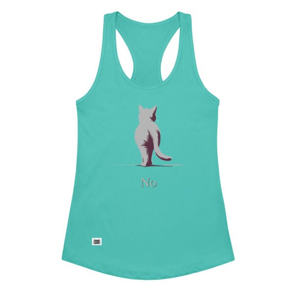 Camiseta de gatos para mujer NO en color azul tahití, vista plana