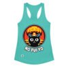 Camiseta de gatos para mujer NO FUI YO en color azul tahití, vista plana