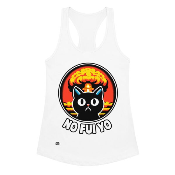Camiseta de gatos para mujer NO FUI YO en color blanco, vista plana