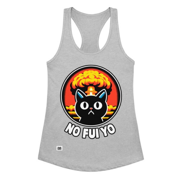 Camiseta de gatos para mujer NO FUI YO en color gris jaspeado, vista plana