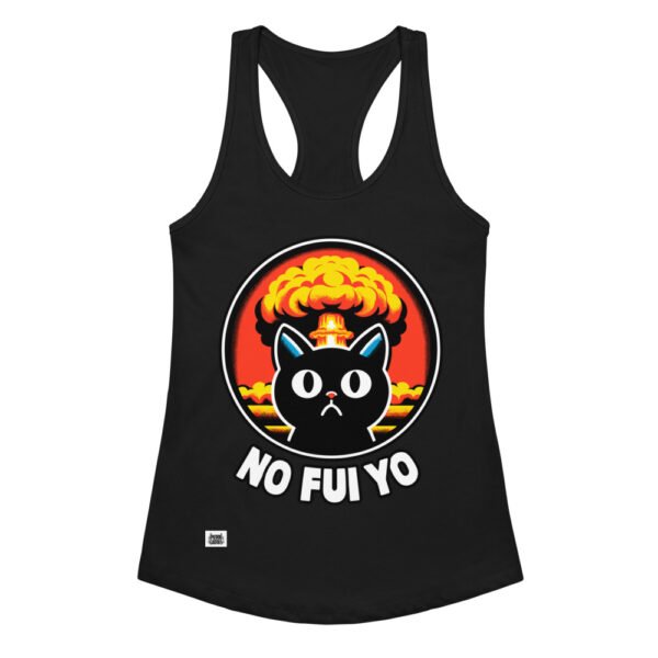 Camiseta de gatos para mujer NO FUI YO en color negro, vista plana
