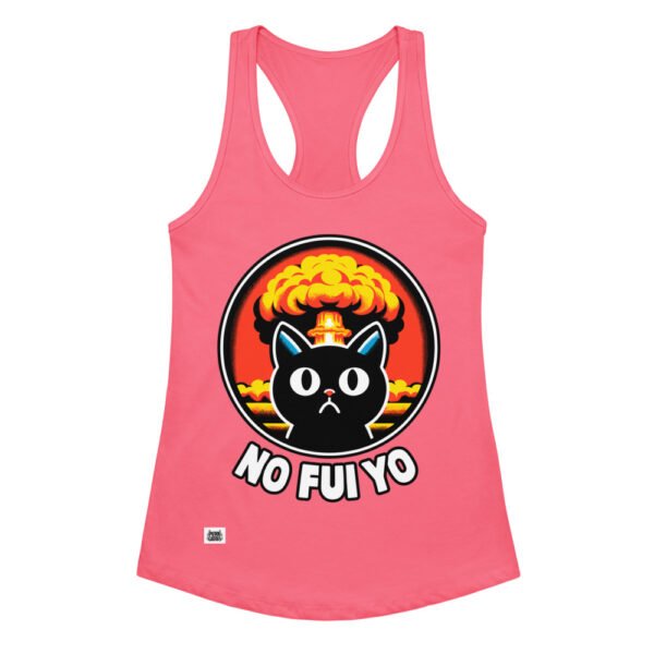 Camiseta de gatos para mujer NO FUI YO en color rosa eléctrico, vista plana