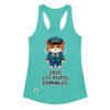 Camiseta de gatos para mujer ODIO LOS PUTOS DOMINGOS en color azul tahití, vista plana