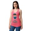 Camiseta de gatos para mujer ODIO LOS PUTOS DOMINGOS en color rosa eléctrico, sobre modelo