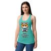 Camiseta de gatos para mujer ODIO LOS PUTOS JUEVES en color azul tahití, sobre modelo