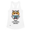 Camiseta de gatos para mujer ODIO LOS PUTOS JUEVES en color blanco, vista plana