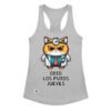 Camiseta de gatos para mujer ODIO LOS PUTOS JUEVES en color gris jaspeado, vista plana