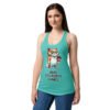 Camiseta de gatos para mujer ODIO LOS PUTOS LUNES en color azul tahití, sobre modelo