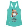 Camiseta de gatos para mujer ODIO LOS PUTOS LUNES en color azul tahití, vista plana