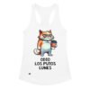 Camiseta de gatos para mujer ODIO LOS PUTOS LUNES en color blanco, vista plana