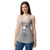 Camiseta de gatos para mujer ODIO LOS PUTOS LUNES en color gris jaspeado, sobre modelo