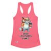 Camiseta de gatos para mujer ODIO LOS PUTOS LUNES en color rosa eléctrico, vista plana