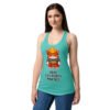 Camiseta de gatos para mujer ODIO LOS PUTOS MARTES en color azul tahití, sobre modelo