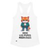 Camiseta de gatos para mujer ODIO LOS PUTOS MIÉRCOLES en color blanco, vista plana