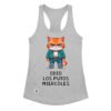 Camiseta de gatos para mujer ODIO LOS PUTOS MIÉRCOLES en color gris jaspeado, vista plana