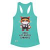 Camiseta de gatos para mujer ODIO LOS PUTOS SÁBADOS en color azul tahití, vista plana