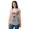 Camiseta de gatos para mujer ODIO LOS PUTOS SÁBADOS en color gris jaspeado, sobre modelo