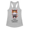 Camiseta de gatos para mujer ODIO LOS PUTOS SÁBADOS en color gris jaspeado, vista plana