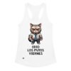 Camiseta de gatos para mujer ODIO LOS PUTOS VIERNES en color blanco, vista plana