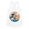 Camiseta de gatos para mujer GATO Y LA OLA JAPONESA en color blanco, vista plana