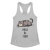 Camiseta de gatos para mujer PASO DE TODO en color gris jaspeado, vista plana
