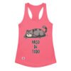 Camiseta de gatos para mujer PASO DE TODO en color rosa eléctrico, vista plana